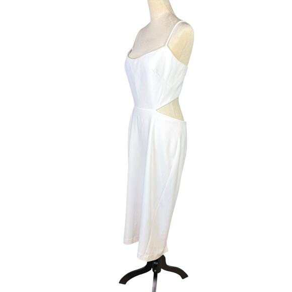 Jenny Yoo Collection The Leia White Open Back Formal Cocktail Sheath Midi Dress - Picture 5 of 13